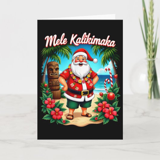 Merry Christmas Mele Kalikimaka Trocal Hawaiian Sa Kaart (Voorkant)