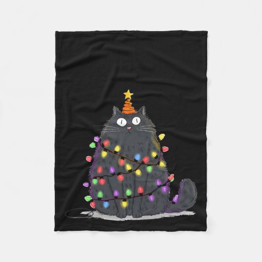 Merry Christmas Meowy Cats Tree Lovers Cute Catmas Fleece Deken (Voorkant)