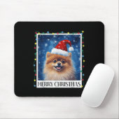 Merry Christmas Meranian Santa Hat Xmas Dog Lights Muismat (Met muis)