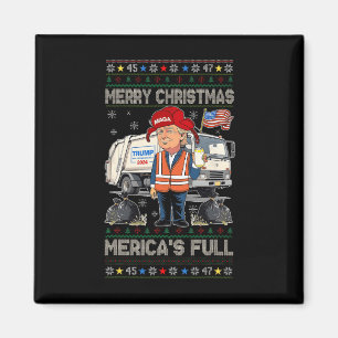 Merry Christmas Merica's Full Funny Trump Xmas Magneet