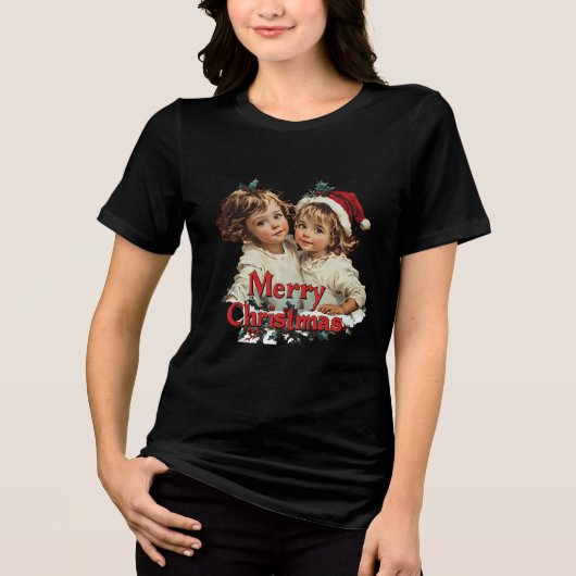 Merry Christmas - Merry Christmas with Cute Child Tri-Blend Shirt (Voorkant)
