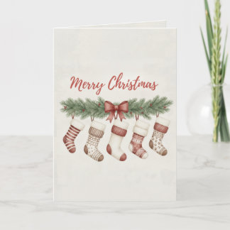 Merry Christmas Merry Stockings Card Cozy Hanging Kaart