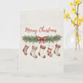 Merry Christmas Merry Stockings Card Cozy Hanging  Kaart (Gele Bloem)