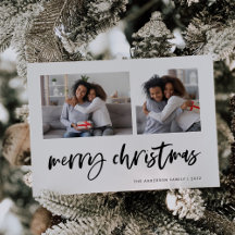 Merry Christmas met Casual Script Twee Foto Raster