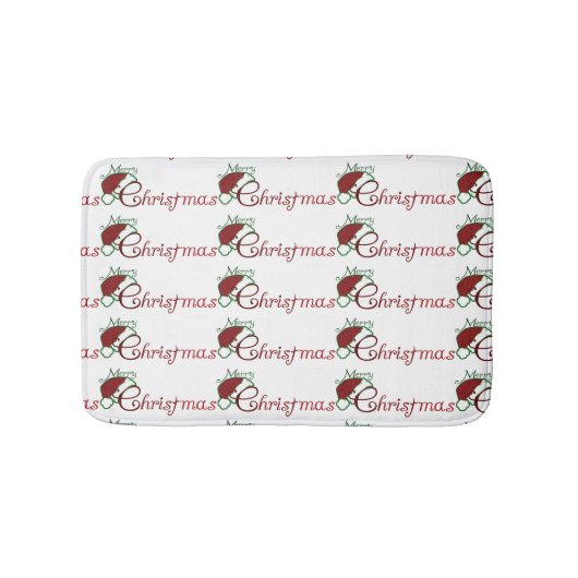 **MERRY CHRISTMAS** MET SANTA HAT BADMAT (Voorkant)