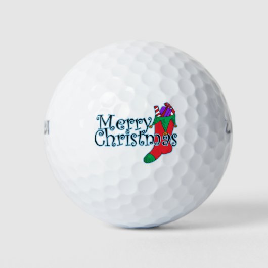 ***MERRY CHRISTMAS MET STOCKING** GOLF BALL GOLFBALLEN (Voorkant)