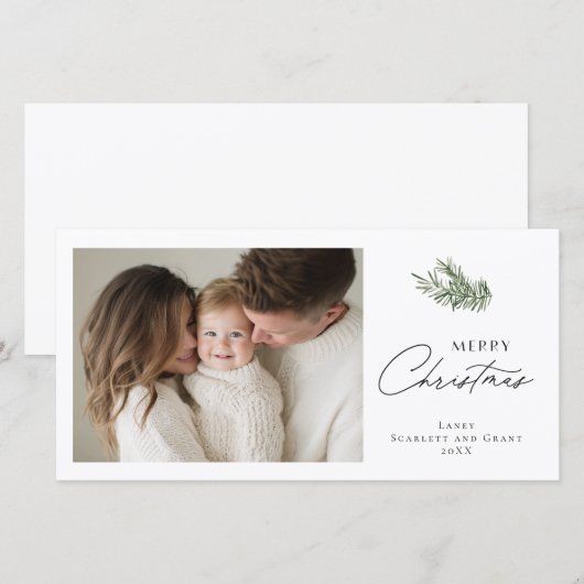 Merry Christmas Minimal Holiday Bouquet Feestdagenkaart (Voorkant / Achterkant)