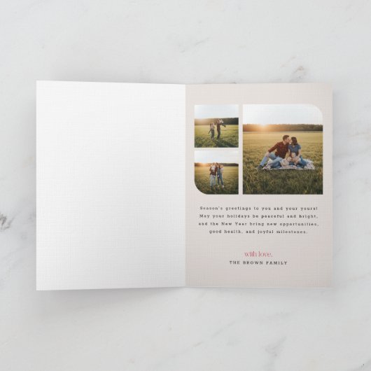 Merry Christmas Minimal Typography Photo Folded  Feestdagen Kaart (Binnen)