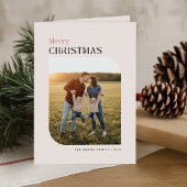 Merry Christmas Minimal Typography Photo Folded  Feestdagen Kaart