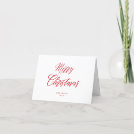 Merry Christmas Minimalist Red Script Holiday Kaar Feestdagen Kaart