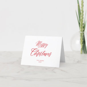 Merry Christmas Minimalist Red Script Holiday Kaar Feestdagen Kaart