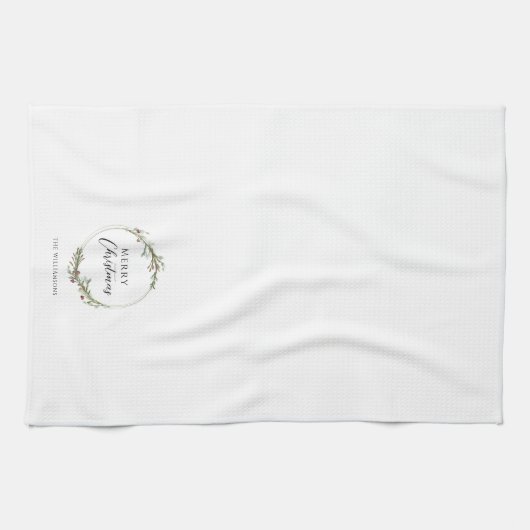 Merry Christmas Minimalist Wreath Theedoek (Horizontaal)