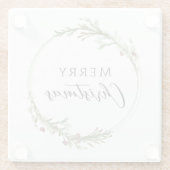 Merry Christmas Minimalist Wreath White Glazen Onderzetter (Achterkant)