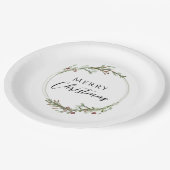 Merry Christmas Minimalist Wreath White Papieren Bordje (Gekanteld)