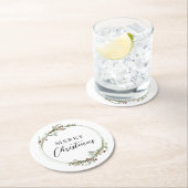 Merry Christmas Minimalist Wreath White Ronde Kartonnen Onderzetter (Insitu)