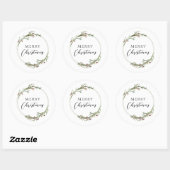 Merry Christmas Minimalist Wreath White Ronde Sticker (Vel)