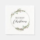 Merry Christmas Minimalist Wreath White Servet (Voorkant)