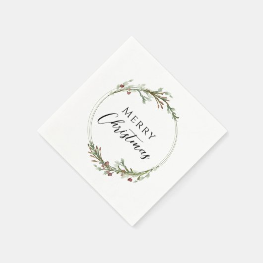 Merry Christmas Minimalist Wreath White Servet (Hoek)
