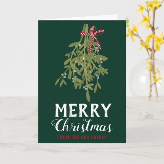 MERRY CHRISTMAS Mistletoe Botanical Handmade Custo Kaart (Gele Bloem)