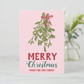 MERRY CHRISTMAS Mistletoe Botanical Handmade Custo Kaart (Staand voorkant)