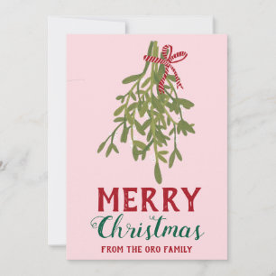MERRY CHRISTMAS Mistletoe Botanical Handmade Custo Kaart