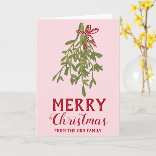MERRY CHRISTMAS Mistletoe Botanical Handmade Kaart (Gele Bloem)