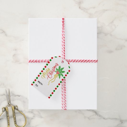  Merry Christmas Mistletoe Custom Van Naar Cadeaulabel (Met Touw)