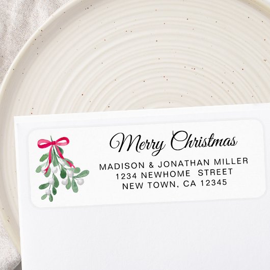 Merry Christmas Mistletoe Retouradres Etiket