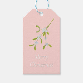 Merry Christmas Mistletoe Stripes Roos Darkgreen Cadeaulabel