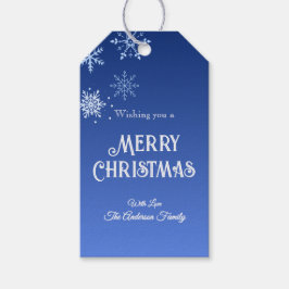Merry Christmas Modern Blue Snowflakes Cadeaulabel