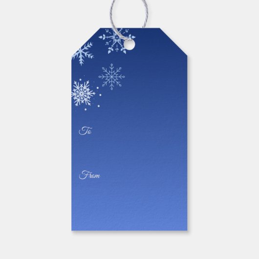 Merry Christmas Modern Blue Snowflakes Cadeaulabel (Achterkant)