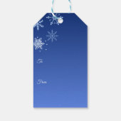 Merry Christmas Modern Blue Snowflakes Cadeaulabel (Achterkant)