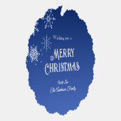 Merry Christmas Modern Blue Snowflakes Ornament Kaart (Rechts)