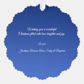 Merry Christmas Modern Blue Snowflakes Ornament Kaart (Achterkant)