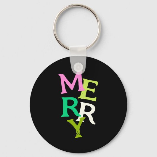 Merry Christmas Modern Bright Holiday  Sleutelhanger (Voorkant)