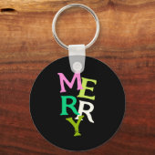Merry Christmas Modern Bright Holiday  Sleutelhanger (Voorkant)