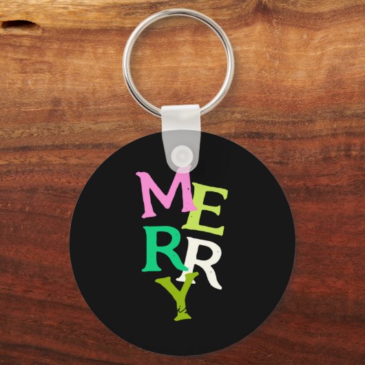 Merry Christmas Modern Bright Holiday Sleutelhanger (Voorkant)