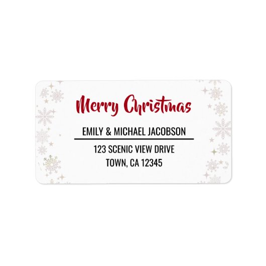 Merry Christmas Modern Chic Calligraphy Snowflakes Etiket (Voorkant)