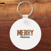 Merry Christmas Modern Color Block Leopard Boho Sleutelhanger (Voorkant)
