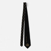 Merry Christmas Modern Elegant Monogram Black&Gold Stropdas (Achterkant)