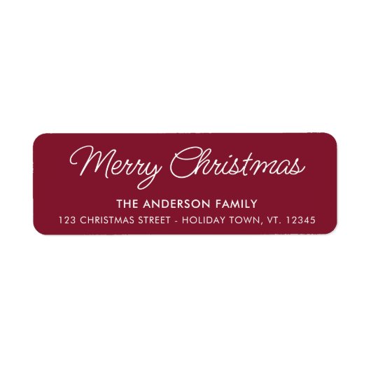 Merry Christmas Modern Feestdagen Retouradres Etiket (Voorkant)