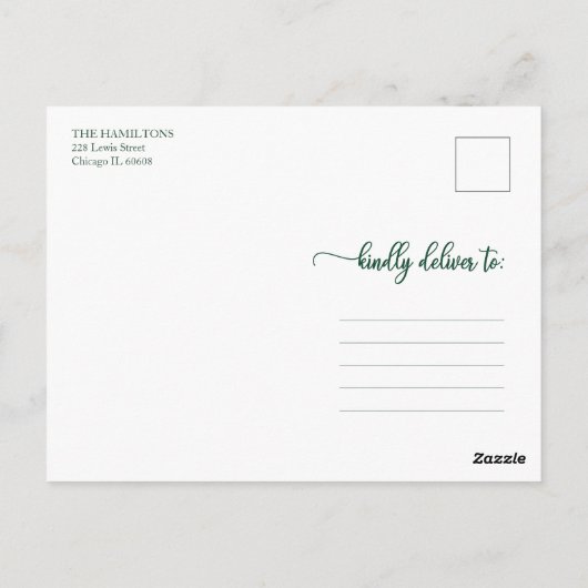 Merry Christmas Modern Green Script Full Photo Briefkaart (Achterkant)