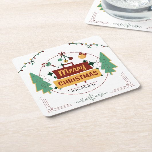 Merry Christmas Modern Minimalist Style Coaster Kartonnen Onderzetters (Schuin)
