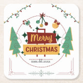 Merry Christmas Modern Minimalist Style Coaster Kartonnen Onderzetters (Voorkant)
