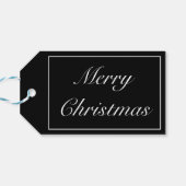 Merry Christmas Modern Minimalist Zwart Wit Cadeaulabel (Achterkant Horizontaal)
