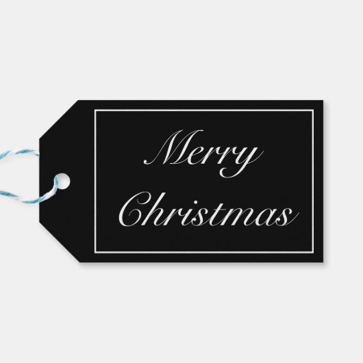 Merry Christmas Modern Minimalist Zwart Wit Cadeaulabel (Achterkant Horizontaal)