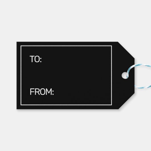 Merry Christmas Modern Minimalist Zwart Wit Cadeaulabel (Voorkant (Horizontaal))