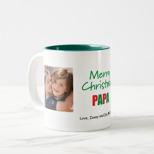 Merry Christmas Modern Papa 2 Foto Mok (Voorkant links)