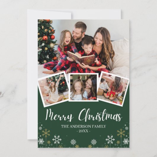 Merry Christmas Modern Photo Family Kaart (Voorkant)