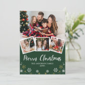 Merry Christmas Modern Photo Family Kaart (Staand voorkant)